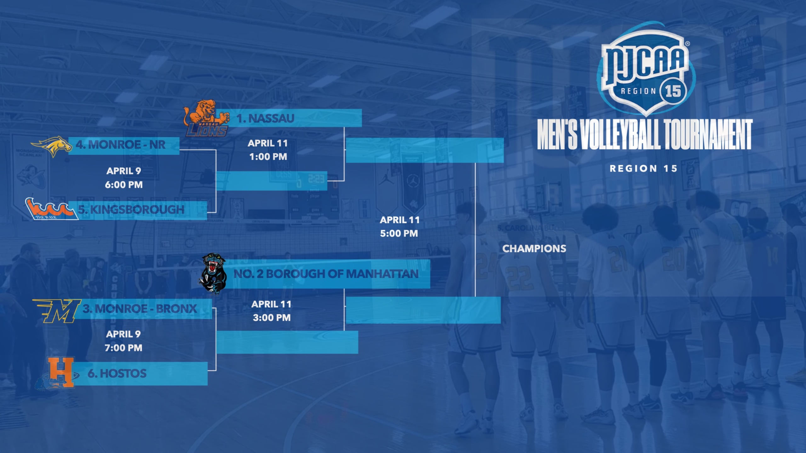 Region 15 Men's Volleyball Postseason to Begin on Thursday
